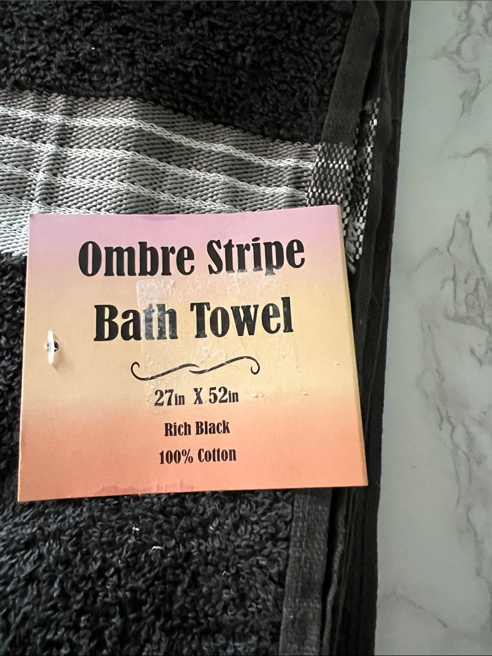 Ombre Stripe Bath Towel - Rich Black